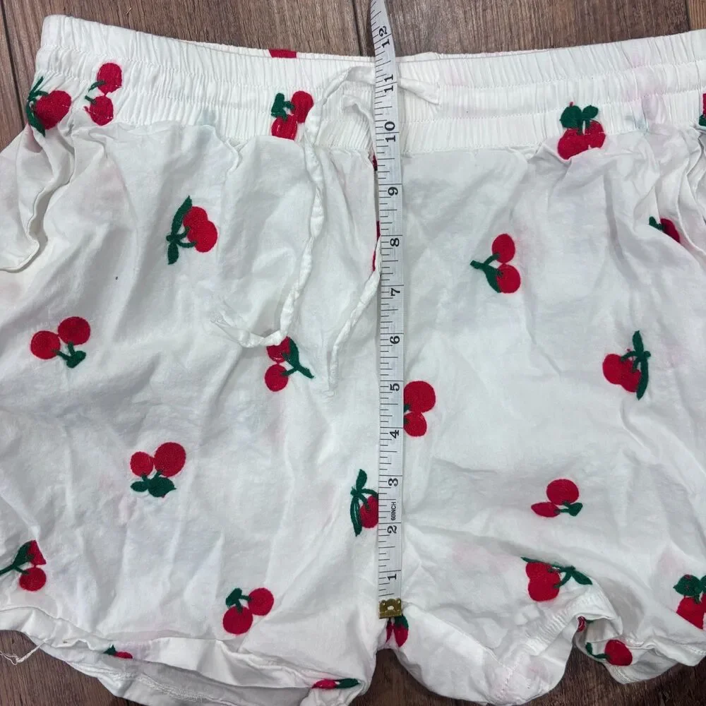 Lizette Collection Cherry Sleepwear Set Long Sleeve w/ Matching Shorts Sz Large